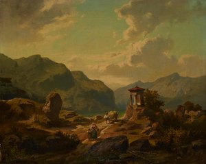 Mountain Landscape with Lake by Carlo Brioschi