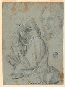 Studies: The Cloth of a Kneeling Woman. The Head of a Young Woman, 1650–1675 by Carlo Maratti