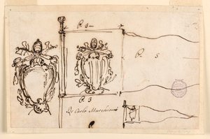 Three Sketches for a Standard of Pope Benedict XIV, 1740-58