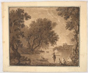Fishermen in Landscape by Carlo Marchionni