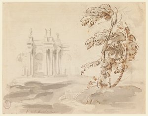 Tree in Landscape with Building