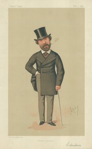 Mr Henry Du Pre Labouchere, Modest assurance, Vanity Fair cartoon by Carlo Pellegrini