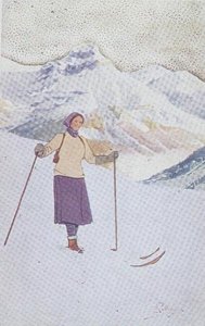 Skier on the Slopes of Engelberg, Switzerland by Carlo Pellegrini