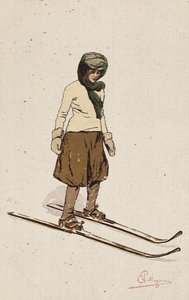 Woman skiing by Carlo Pellegrini