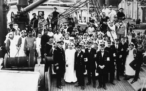 Members of the Red Cross on a Ship during the First World War (b/w photo)