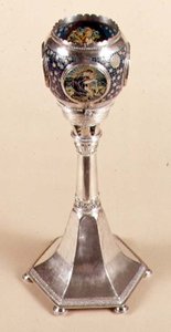 Plique-a-jour enamelled lamp, 1905-12 by Carrie Copson