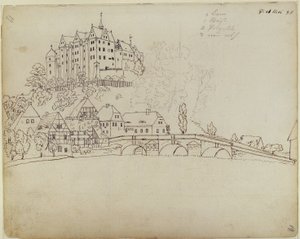 View of Nossen in Saxony with Castle and Bridge by Caspar David Friedrich