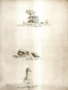 Tree, Dolmen, and Tower by Caspar David Friedrich