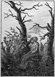 The Woman with the Spider Web Between Bare Trees by Caspar David Friedrich