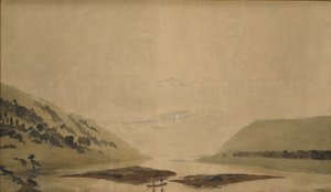 Mountainous Landscape with River in the Morning by Caspar David Friedrich