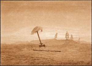 Landscape with Graves. Drawing by Caspar David Friedrich, ca 1836 by Caspar David Friedrich