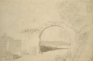 River Landscape with an Arch (unfinished)