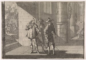 Masaniello Talking to Two Noblemen in a Church, 1647 by Caspar Luyken (attributed to)