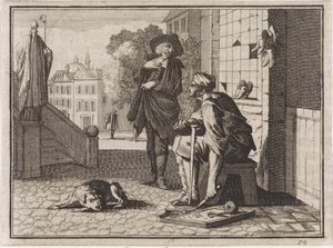 Poor Shoemaker in Conversation with a Rich Man by Caspar Luyken