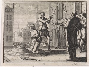 Beheading of a Boy under the Watchful Eye of Clergy and the Devil by Caspar Luyken