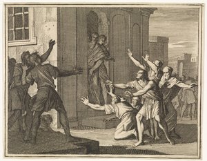 Sodomites struck with blindness by Caspar Luyken