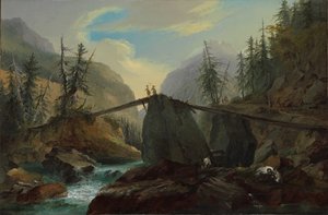 Wooden footbridge over the Lütschine near Gsteig, 1774 by Caspar Wolf