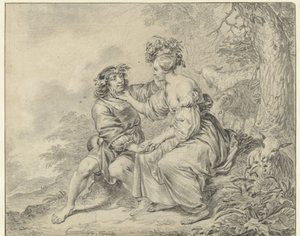 Shepherd and Shepherdess Seated in a Landscape by Casper Casteleyn