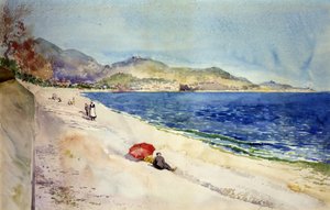 On the Beach below the Promenade des Anglais, Nice, France, 1898 by Cass Gilbert