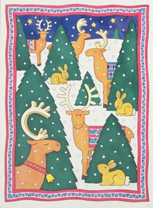 Reindeers around the Christmas Trees