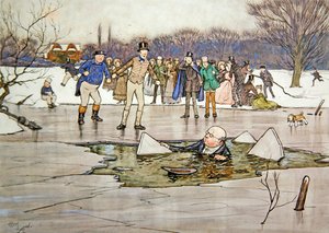 A face, head, shoulders, emerged from beneath the water, and disclosed the features and spectacles of Mr Pickwick