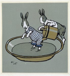 Rabbits Taking a Bath - in 