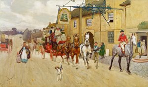 The Great North Road, The Bell at Stilton by Cecil Charles Windsor Aldin