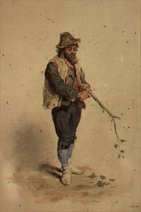 Italian Peasant Cutting a Stick by Cecilia Melanie Beresford