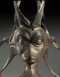 Celtic art: decorative element of a bronze jug in the shape of a fantastic creature head. 3rd century BC. From Brno Malomerice (Moravia). Brno, Moravian Museum by Celtic