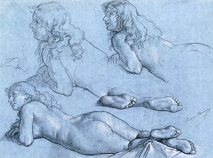 Studies of a Reclining Nude, Seen from the Back