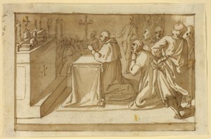 Saint Charles Borromeo Venerating the Relics by Cesare Nebbia