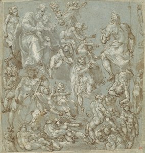 Saint Joseph and the Christ Child with Angels and Putti by Cesare Pollini