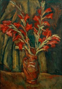 Red Gladioli in a Vase
