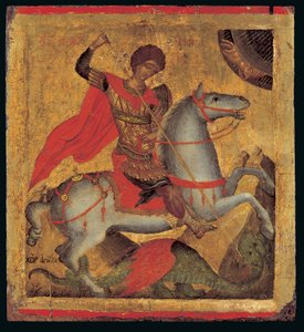 Icon of St. George on Horseback, Slaying the Dragon