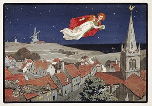 Peter and Wendy Flying from Peter Pan by J.M. Barrie by Charles A. Buchel