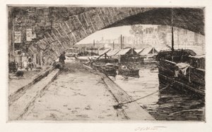 Under the Pont Marie, Paris by Charles Adams Platt