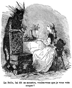Illustration for the tale of Mrs. Jeanne Marie Leprince de Beaumont “Beauty and the Beast”, 19th century