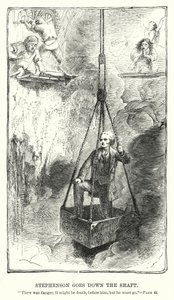 Stephenson goes down the shaft (engraving) by Charles Altamont Doyle