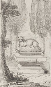 Cat atop a tomb by Charles Antoine Coypel
