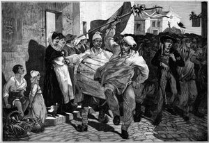 Military Service: The Draw of Lots in Burgundy, Conscripts near Macon (engraving) by Charles Auguste Loye