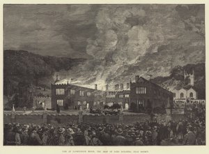 Fire at Lanhydrock House, the Seat of Lord Robartes, near Bodmin by Charles Auguste Loye