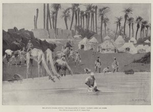 The Advance towards Dongola, the Headquarters at Ferket, watering Camels and Horses