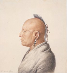 Osage Warrior by Charles Balthazar Julien Févret de Saint Mémin