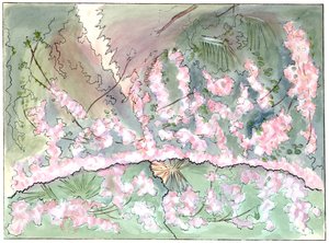 Massenet - Esclarmonde - Decor by Charles Bianchini - 2nd Act, 1st Scene, Curtain of Roses Descending - Drawing by G. Stein, 1889 by Charles Bianchini