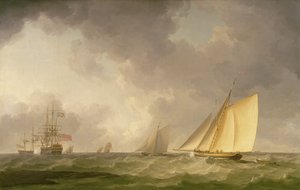 Cutter Close Hauled in a Fresh Breeze, with Other Shipping