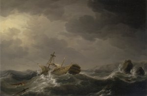 Ship Wrecked on a Rocky Coast by Charles Brooking