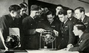 RAF personnel learning navigation during the Second World War