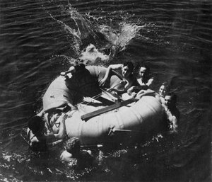 RAF Personnel Learning to Use a Dinghy, 1941