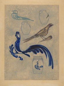 Bird Decorations on Stoneware by Charles Caseau