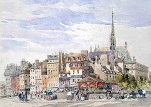 Sainte-Chapelle and the Palais de Justice by the Quay Pont Saint-Michel by Charles Claude Pyne